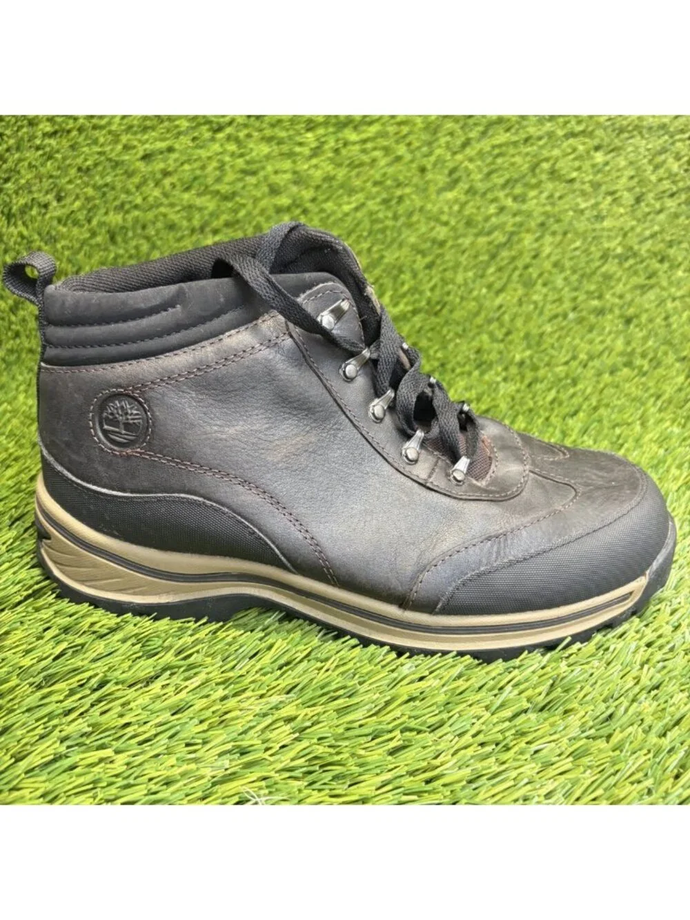 Timberland Backroads Boys Size 7Y Brown Black Outdoor Lace Up Hiking Ankle Boots